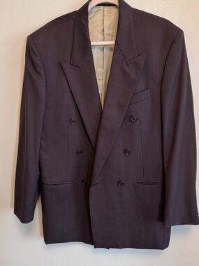 Men's Double-Breasted Suit Blazer in Dark Brown